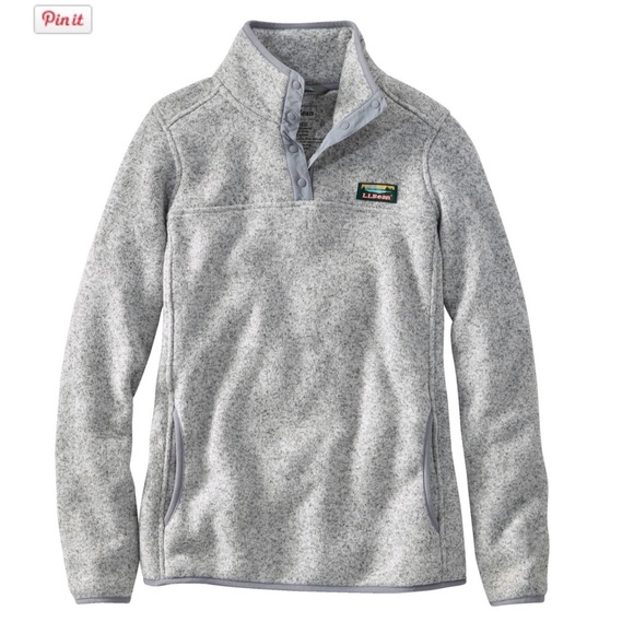 L.L. Bean Heathered Gray Fleece Pullover - Picture 4 of 6